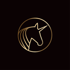 Minimalist Luxury Unicorn Logo Vector Illustration