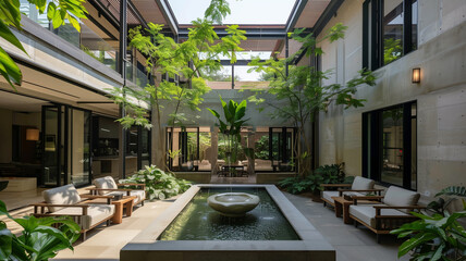 Image of the central outdoor courtyard of Homestay.