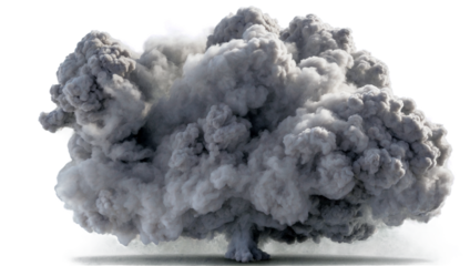 Grey smoke explosion transparent background