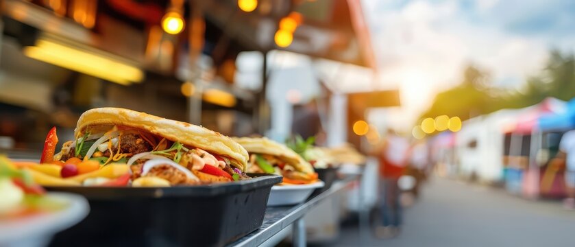 A food truck festival where chefs showcase an explosion of fusion cuisine