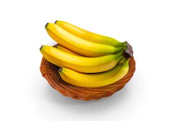 banana in a basket on white background