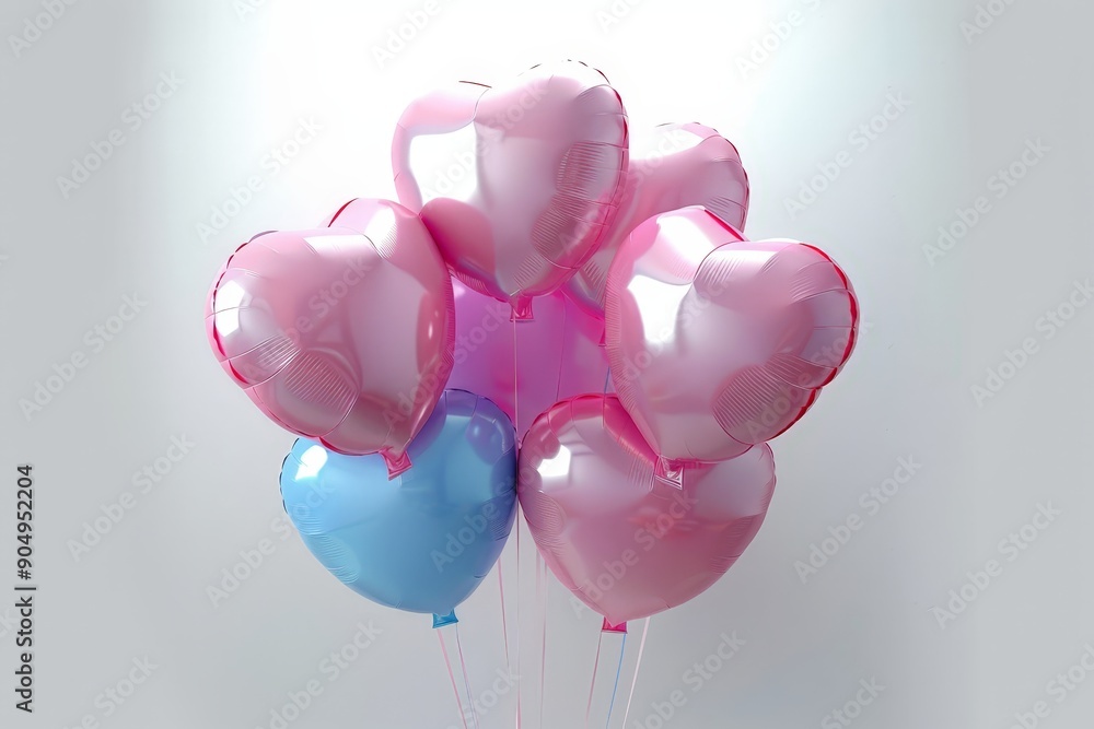 Poster a captivating visual display of pink heart-shaped balloons, meticulously captured in uhd 4k resoluti