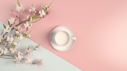 3D women's day mockup with empty space, minimalism, pastel colors, flat style