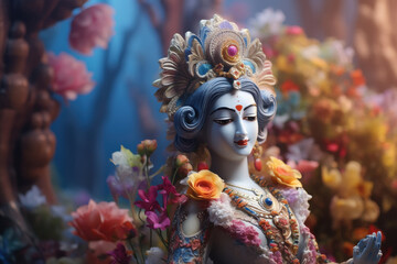beautiful decorated god Krishna statue