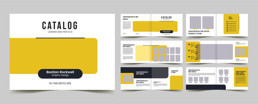 company product catalog landscape portfolio layout, 12 page catalog brochure with premium product price list