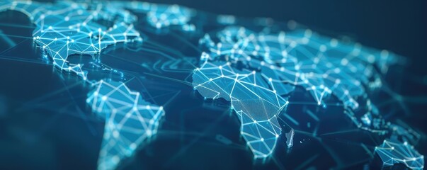 Cargo routes, holographic world connections, futuristic trade map, high-tech logistics