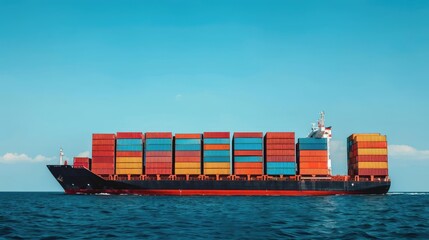 Container ship, digital ocean logistics, futuristic maritime routes, advanced freight transport