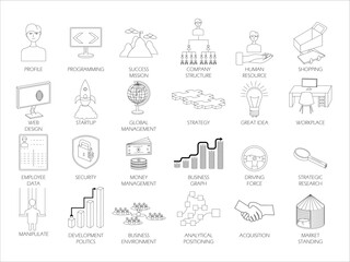 CORPORATE BUSINESS icon  design set art line  vector and editable