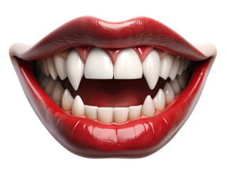 Halloween Dracula's fangs on isolated PNG background.