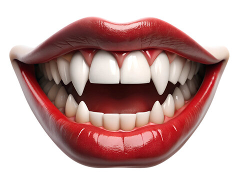 Halloween Dracula's fangs on isolated PNG background.