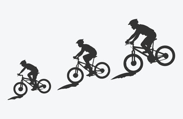 Epic Extreme Downhill Mountain Bike Silhouettes Logo Vector