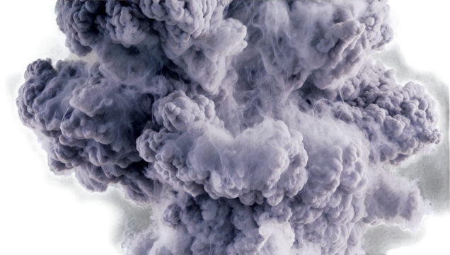Grey smoke explosion transparent background