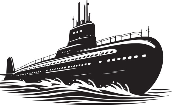 recommend clip art: Nuclear submarine silhouette flat vector illustration isolated on a white background