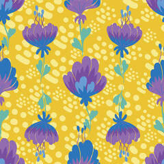 Abstract magical purple flowers pattern design background