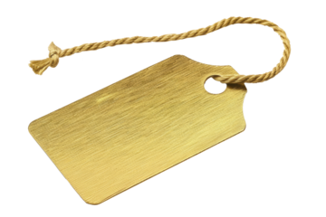 golden price gift tag isolated on white or transparent png