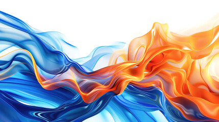 Obraz premium blue and orange smooth smoke wave isolated on white or transparent png