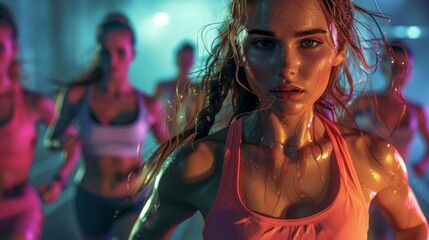 Group doing high-intensity interval training HIIT, Exercise, Fast-paced and effective workout