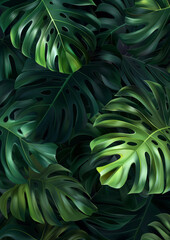 green monstera leaf as a wallpaper for plants as a background