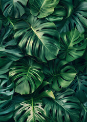 green monstera leaf as a wallpaper for plants as a background