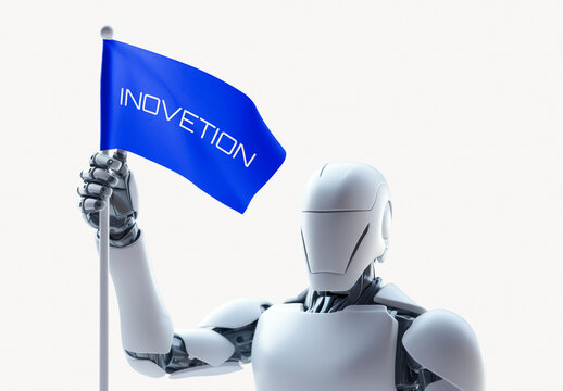 Robot Flag Mockup With Generative AI