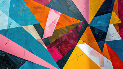 Vibrant Geometric Fragments Fusion Background AI Generative