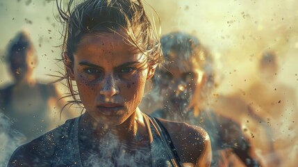 Woman participating in a boot camp class, Exercise, Group fitness and motivation
