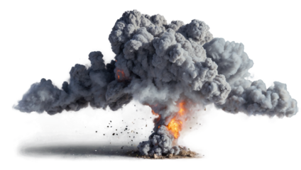 Grey smoke explosion transparent background