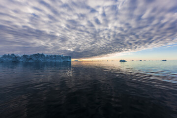 Iceberg at dawn, Scoresbysund, East Greenland, Greenland, North America