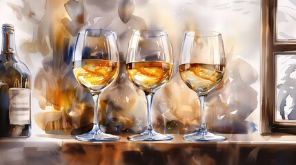 Watercolor Style Illustration of People Toasting