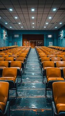 Fototapeta premium School auditorium with rows of seats and a stage