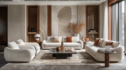 Modern Luxury Living Room with Elegant Furniture and Natural Light