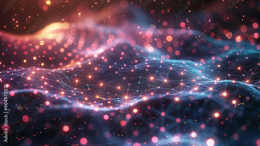 Fototapete waves music illustration 3d research science communication gital technology ai concept stream connec