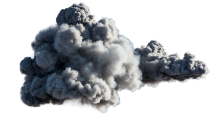 Grey smoke explosion transparent background