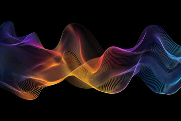 Obraz premium Abstract purple energy waves from particles of futuristic high-tech glowing background.
