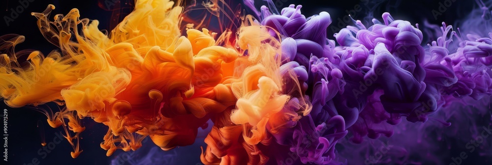 Poster a mesmerizing and vibrant background featuring colorful smoke waves in an abstract style