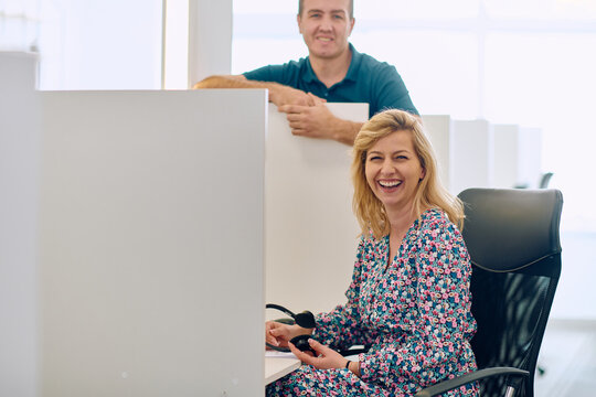 Colleagues in the call center take a moment to connect during their break.
