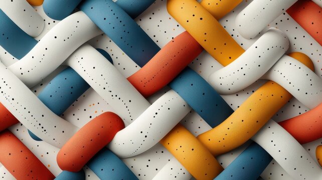 Geometric seamless pattern with interlocking shapes and lines in a modern palette.