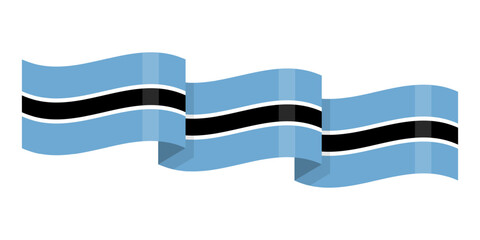 Vector illustration of wavy Botswana flag on transparent background