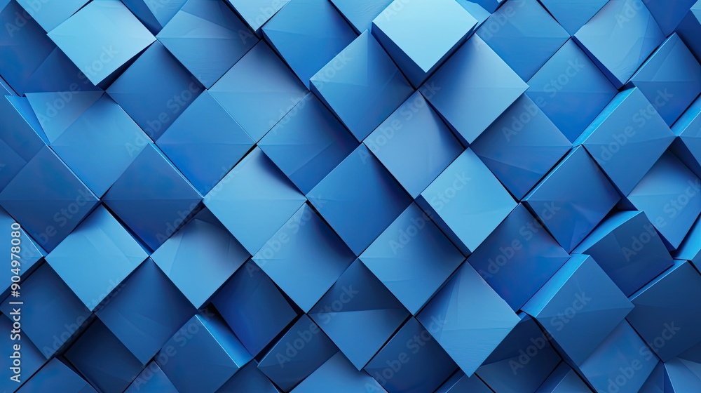 Poster abstract pattern of interlocking blue squares