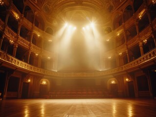 Grand opera house with classic stage set for captivating play or enchanting ballet performance