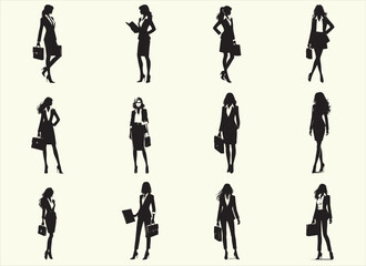 Business Women Silhouette Vector Illustration
