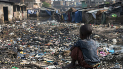 Obraz premium starving children. people are suffering from hunger. poor countries. children are dying of hunger. International Day for the Eradication of Poverty