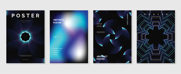 Modern gradient poster background vector set. Minimalist style cover template with vibrant blend line shapes collection. Ideal design for social media, cover, banner, flyer.