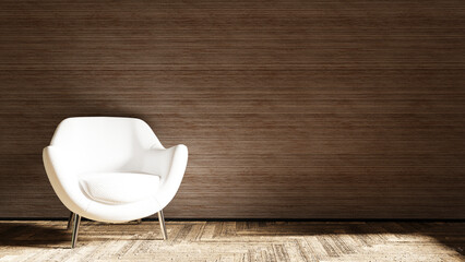 white armchair in the empty room, 3d