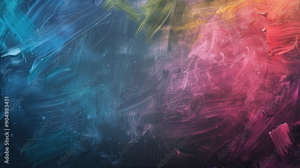 Poster a chalkboard filled with vibrant spirals and abstract shapes created during a creative classroom act