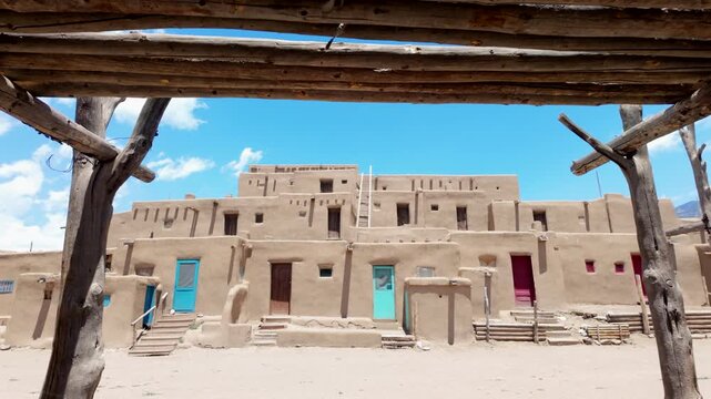 Oldest native American adobe houses in the USA. Taos Pueblo, USA