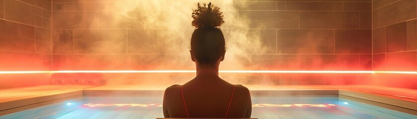 Woman in a sauna, Detox, Sweating out toxins and relaxing