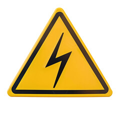 yellow triangular high voltage sign symbol isolated on white or transparent png