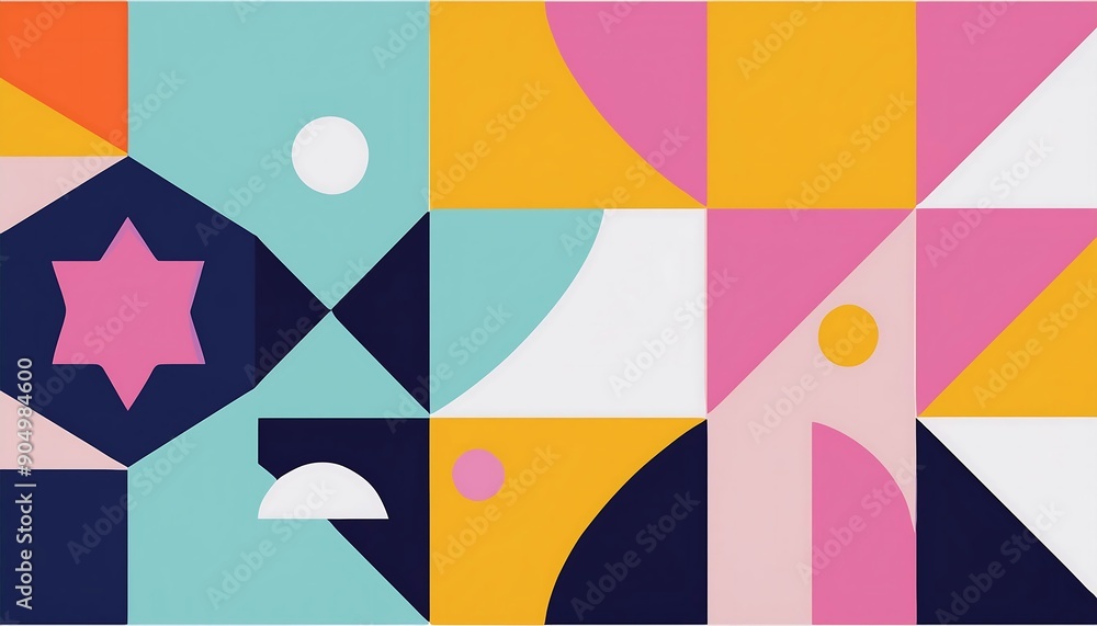 Poster pastel color background vector with geometric shapes forming a symmetrical pattern