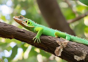 Fototapeta premium Resting Lizard Amidst Greenery
